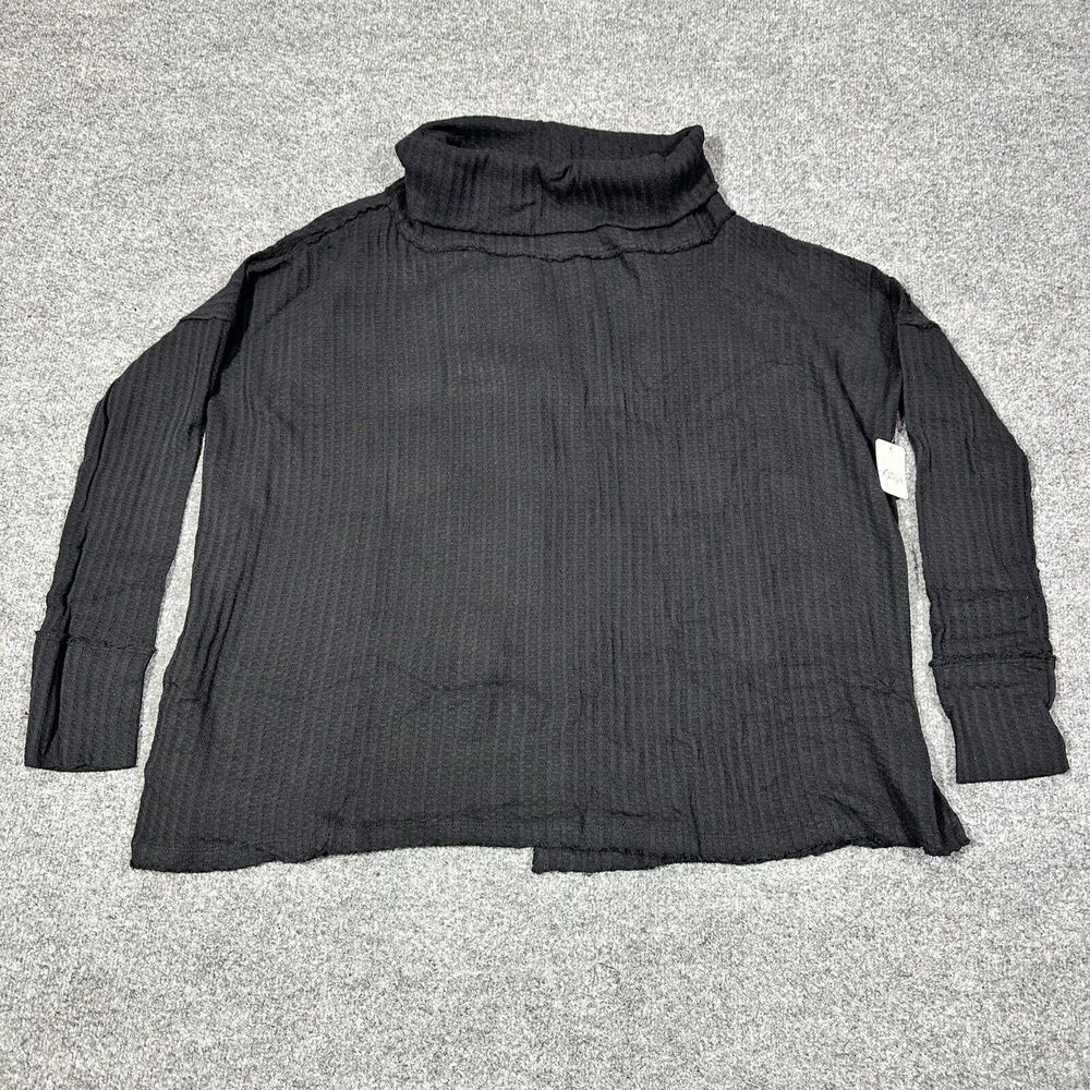 Free People Womens Juicy Medium Black Long Sleeve Cowl Split Back NWT MSRP $88 - Picture 2 of 8